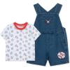Little Me baby-boys 2-piece Tee Shirt and Shortall Set(Denim Blue)