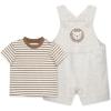 Little Me baby-boys 2-piece Tee Shirt and Shortall Set(Oatmeal Heather/Acorn)