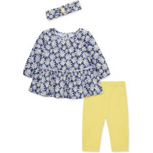 Little Me Baby Girls’ 3-Piece Tunic, Pant and Headband Set, 3-24 Months(Medieval Blue/Banana Cream)