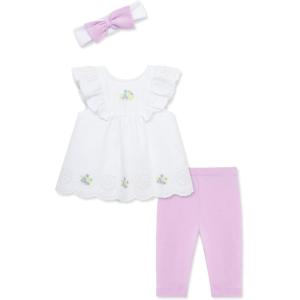 Little Me Baby Girls’ 3-Piece Tunic, Pant and Headband Set, 3-24 Months(Orchid Bouquet/White)