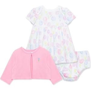 Little Me Baby Girls’ Cardigan, Dress and Panty Sets, 3-12 Months(Prism Pink/Multi)