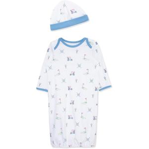Little Me Clothes for Baby Boys’ 2-Piece Nightgown and Cap Set 100% Cotton with Elastic Bottom, Baby Essentials, 0-3 Months(Blue Golf Club)