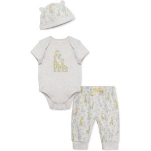 Little Me Clothes for Baby Boys’ Bodysuit, Pant and Hat Set, 3 Months – 12 Months(Oatmeal Giraffes)