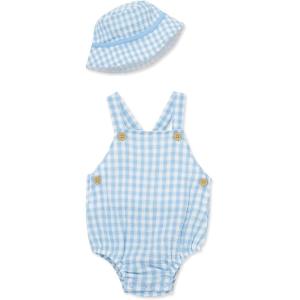 Little Me Clothes for Baby Boys’ Gauze Sunsuit and Hat Set, 3 to 12 Months(Placid Blue/Marsmallow)