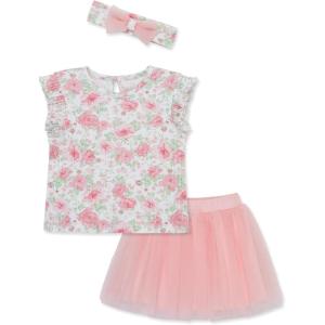 Little Me Clothes for Baby Girls’ Fashion Skirt and Headband Set, Pink, 12 Months – 4 Toddler(Pink)