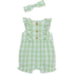 Little Me Clothes for Baby Girls’ Gauze Romper and Headband Set, 3-12 Months(Green)