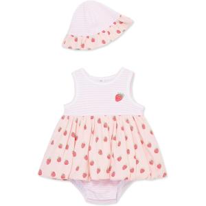 Little Me Clothes for Baby Girls’ Popover Bodysuit Dress and Hat Set, 3-12 Months(Chrystal Rose/White)