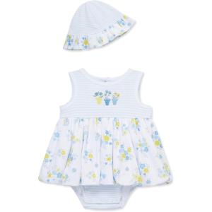 Little Me Clothes for Baby Girls’ Popover Bodysuit Dress and Hat Set, 3-12 Months(Nantucket Breeze)