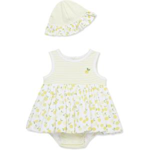 Little Me Clothes for Baby Girls’ Popover Bodysuit Dress and Hat Set, 3-12 Months(Pale Banana/White)