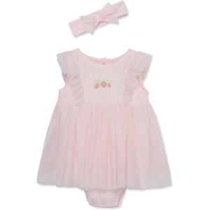 Little Me Clothes for Baby Girls’ Popover Bodysuit Dress and Headband Set, 3-12 Months(Pink Strawberry)