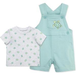 Little Me baby-boys 2-piece Tee Shirt and Shortall Set(Aquifer/Pale Grey)