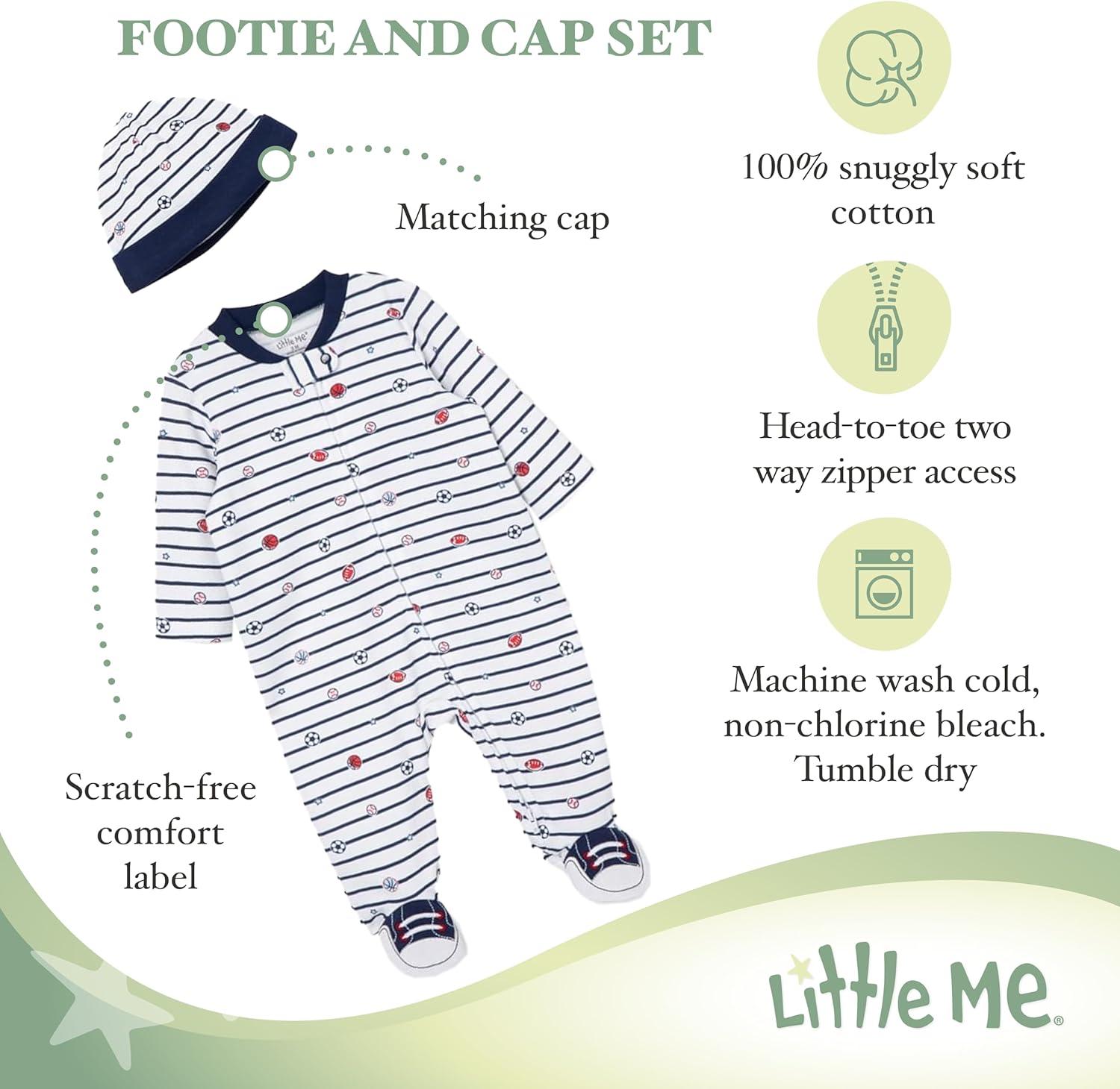 imageLittle Me Clothes for Baby Girls 100 Cotton ScratchFree Tag Footie Sleeper Preemie to 9 MonthsDelicate Floral