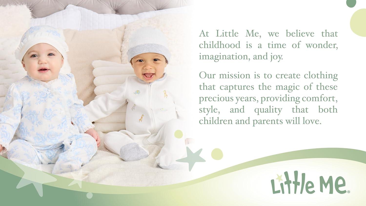 imageLittle Me Clothes for Baby Girls 100 Cotton ScratchFree Tag Footie Sleeper Preemie to 9 MonthsIvory Spring Floral
