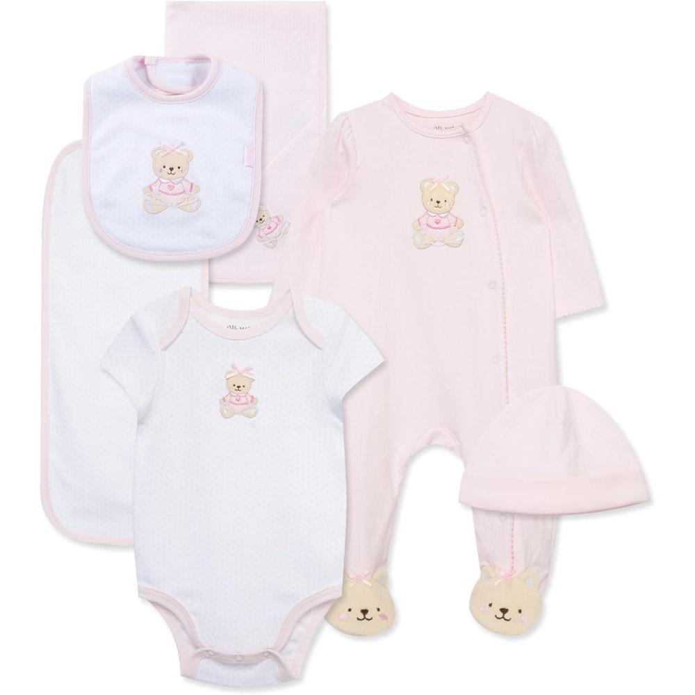 imageLittle Me Baby Layette Gift Set Clothes Outfits Essentials for Girls amp Boys Newborns 3 and 6 MonthsPink Bear
