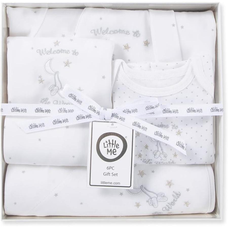 imageLittle Me Baby Layette Gift Set Clothes Outfits Essentials for Girls amp Boys Newborns 3 and 6 MonthsWhite Welcome