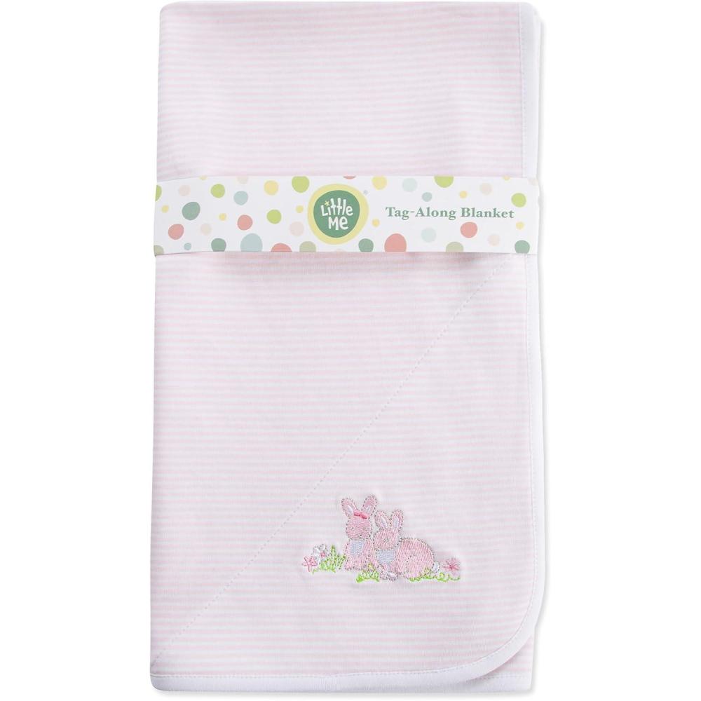 imageLittle Me Blankets for Baby Girls Blankets for Baby Bunnies Swaddling Receiving BlanketBaby Bunnies