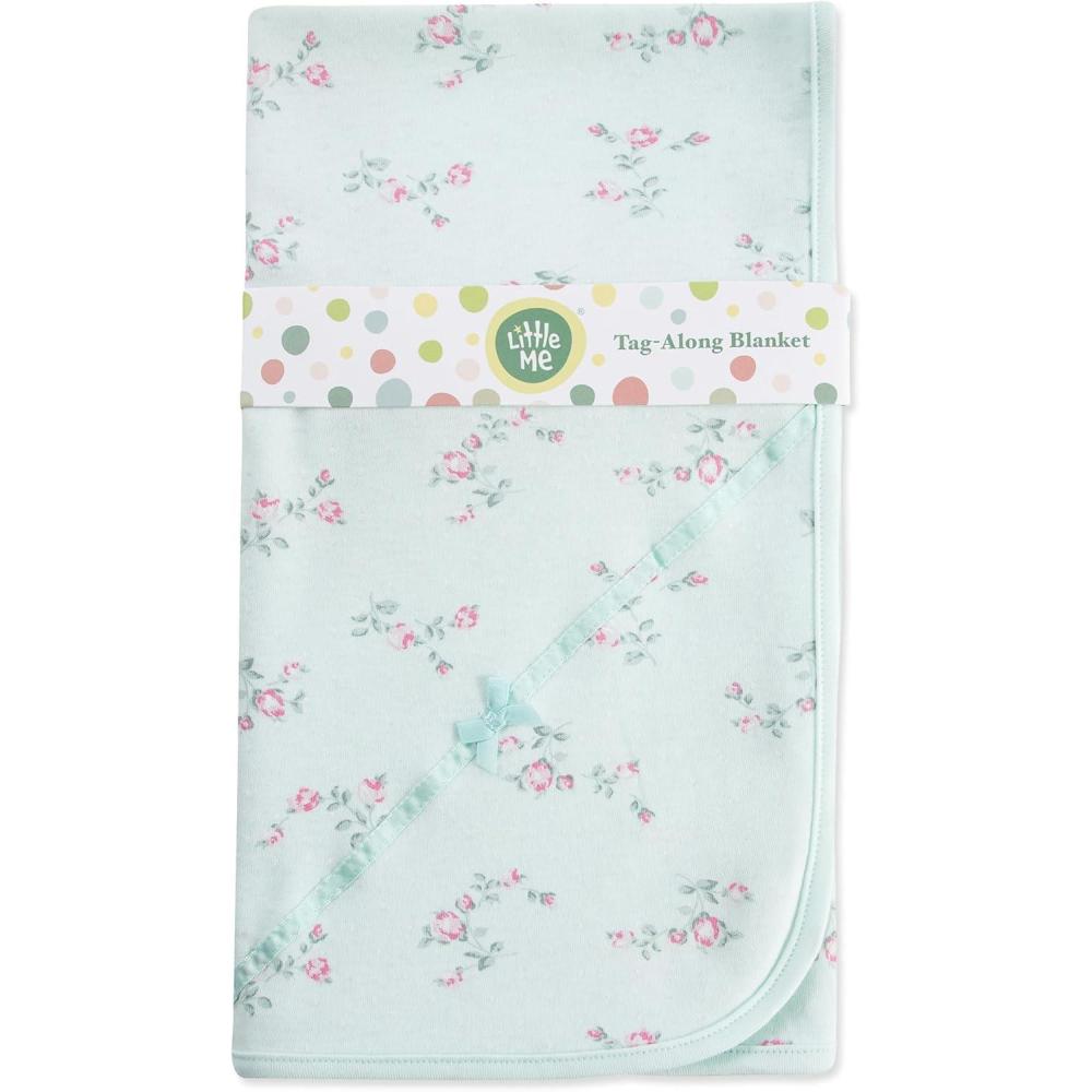 imageLittle Me Blankets for Baby Girls Blankets for Baby Bunnies Swaddling Receiving BlanketFloral Spray