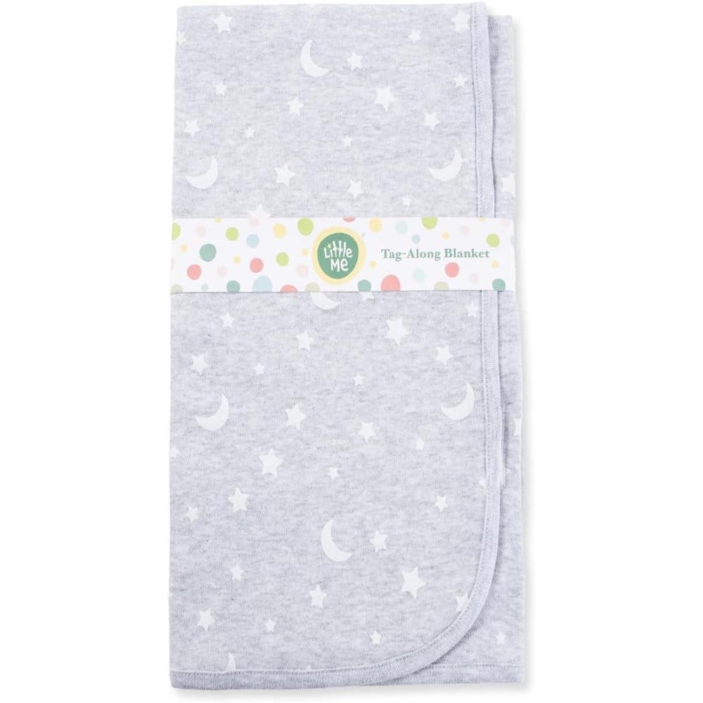 imageLittle Me Blankets for Baby Girls Blankets for Baby Bunnies Swaddling Receiving BlanketGrey Moon and Stars