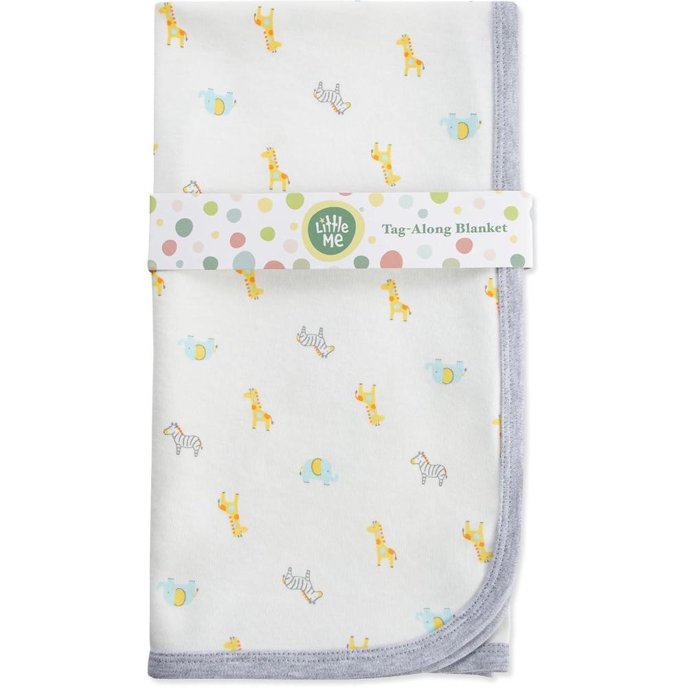 imageLittle Me Blankets for Baby Girls Blankets for Baby Bunnies Swaddling Receiving BlanketIvory Safari