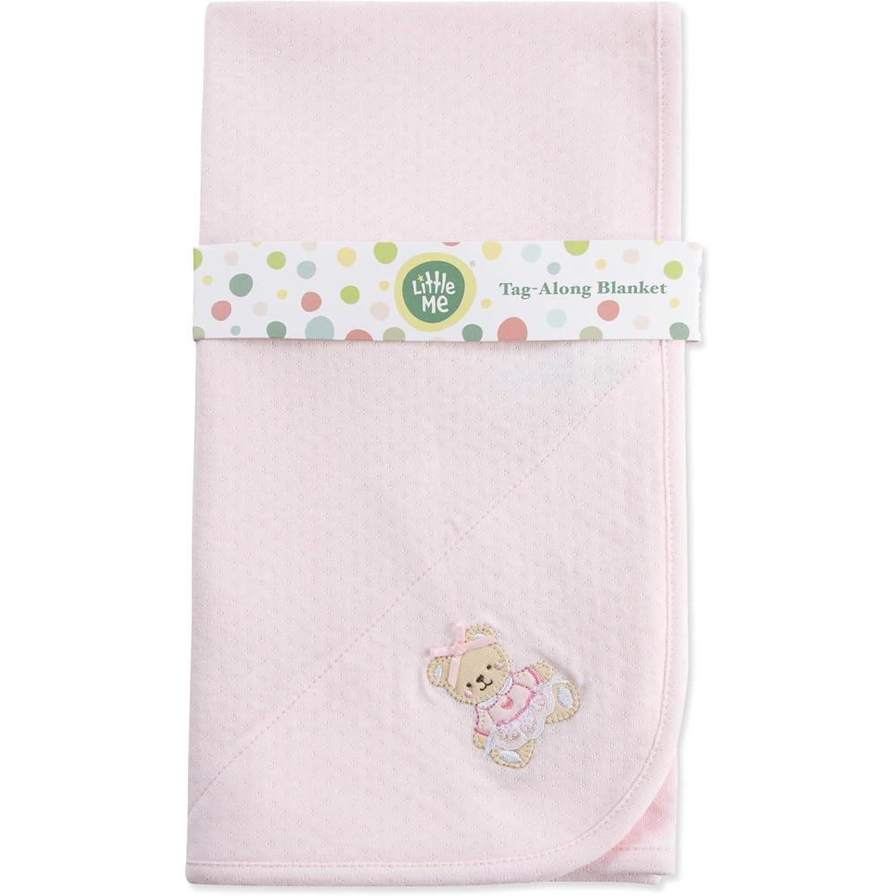 imageLittle Me Blankets for Baby Girls Blankets for Baby Bunnies Swaddling Receiving BlanketPink Sweet Bear