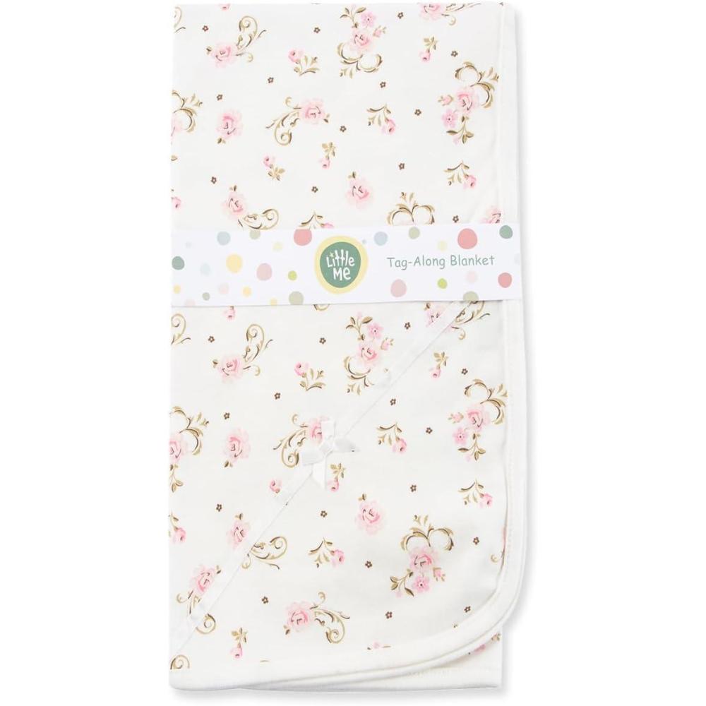 imageLittle Me Blankets for Baby Girls Blankets for Baby Bunnies Swaddling Receiving BlanketVintage Rose
