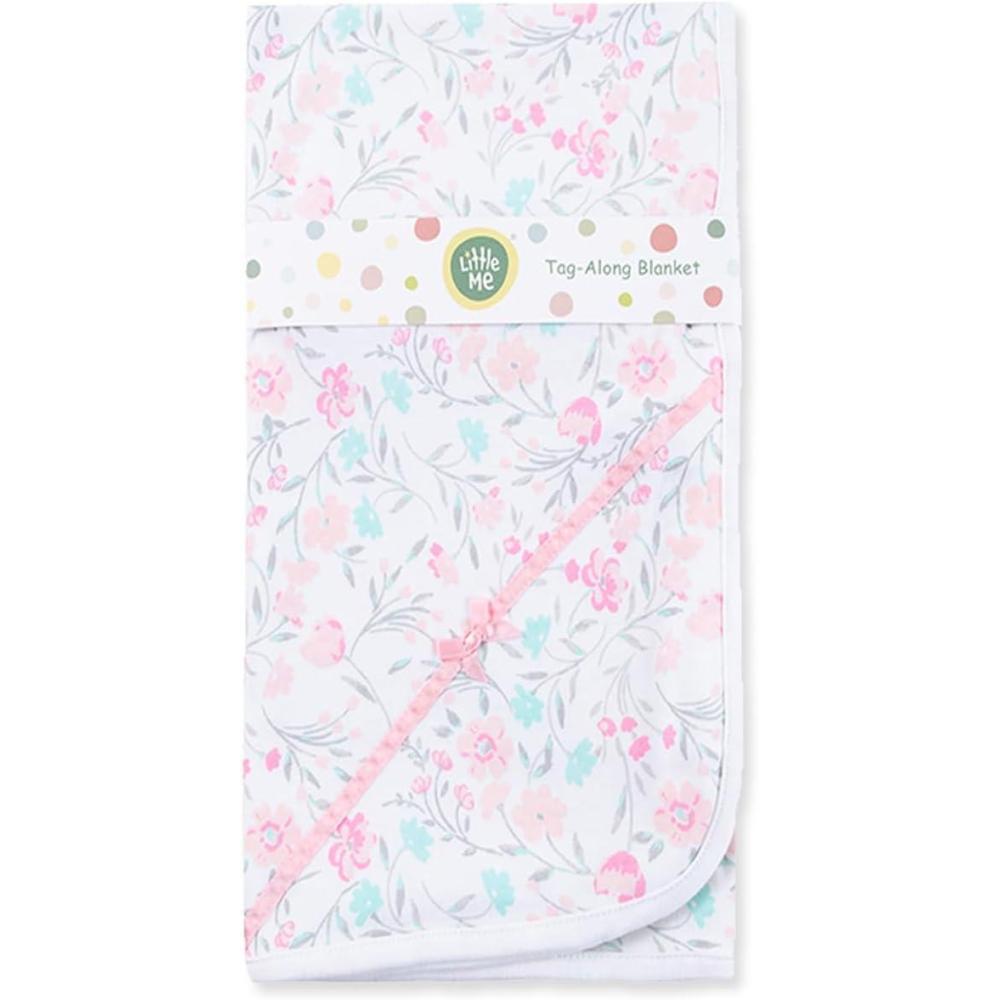 imageLittle Me Blankets for Baby Girls Blankets for Baby Bunnies Swaddling Receiving BlanketWatercolor