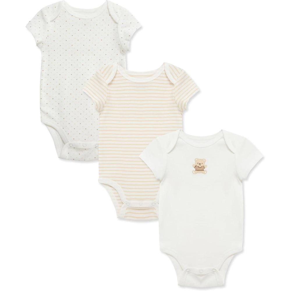 imageLittle Me Clothes for Baby 3Pack 100 Cotton Scratch Free Tag Bodysuits Newborn to 9 MonthsGentle Bear