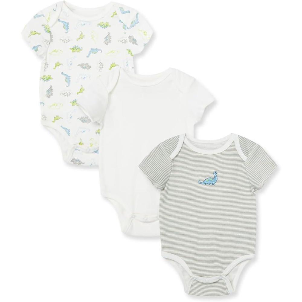 imageLittle Me Clothes for Baby 3Pack 100 Cotton Scratch Free Tag Bodysuits Newborn to 9 MonthsWhiteMulti