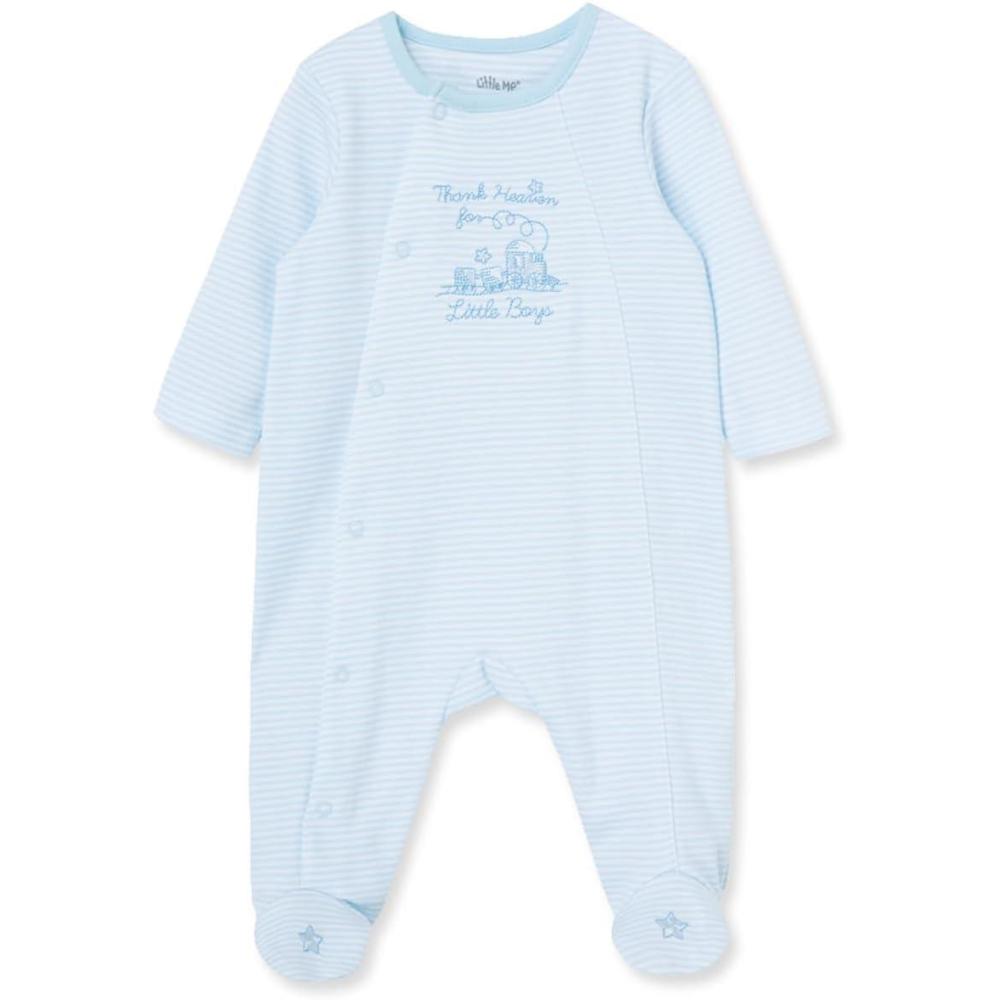 imageLittle Me Clothes for Baby Boys 100 Cotton ScratchFree Tag Footie Sleeper Preemie to 9 MonthsThank Heaven