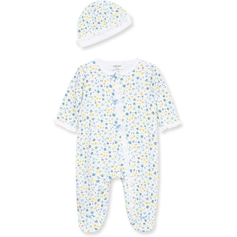 imageLittle Me Clothes for Baby Girls 100 Cotton ScratchFree Tag Footie Sleeper Preemie to 9 MonthsDainty Blossoms