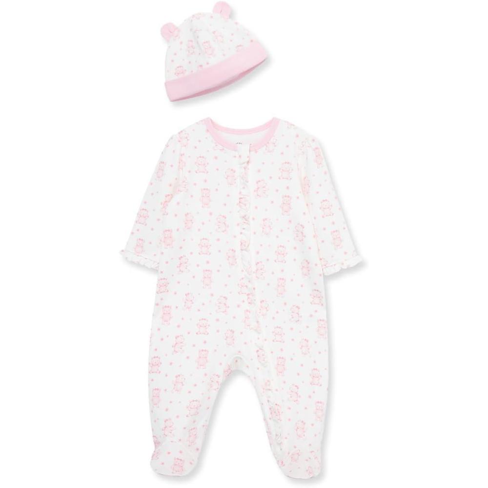 imageLittle Me Clothes for Baby Girls 100 Cotton ScratchFree Tag Footie Sleeper Preemie to 9 MonthsJoyful Bear