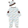 Little Me Baby Boy Clothes 2-Piece Baby Sleeper and Cap Set, 100% Cotton Footies Baby Essentials, Preemie to 9 months(Cute Puppies)
