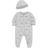 Little Me Baby Boy Clothes 2-Piece Baby Sleeper and Cap Set, 100% Cotton Footies Baby Essentials, Preemie to 9 months(Grey Race Car)