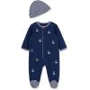 Little Me Baby Boy Clothes 2-Piece Baby Sleeper and Cap Set, 100% Cotton Footies Baby Essentials, Preemie to 9 months(Sailboats)