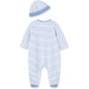 Little Me Baby Boy Clothes 2-Piece Baby Sleeper and Cap Set, 100% Cotton Footies Baby Essentials, Preemie to 9 months(Striped Elephants)