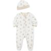 Little Me Baby Boy Clothes 2-Piece Baby Sleeper and Cap Set, 100% Cotton Footies Baby Essentials, Preemie to 9 months(White Fuzzy Bear)