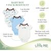 Little Me Clothes for Baby 3-Pack 100% Cotton Scratch Free Tag Bodysuits, Newborn to 9 Months(Blue/Multi Puppies)