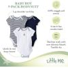 Little Me Clothes for Baby 3-Pack 100% Cotton Scratch Free Tag Bodysuits, Newborn to 9 Months(Navy Multi)