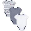 Little Me Clothes for Baby 3-Pack 100% Cotton Scratch Free Tag Bodysuits, Newborn to 9 Months(Navy Stripe)