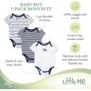 Little Me Clothes for Baby 3-Pack 100% Cotton Scratch Free Tag Bodysuits, Newborn to 9 Months(Navy Stripe)