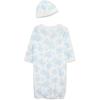 Little Me Clothes for Baby Girls’ 2-Piece Nightgown and Cap Set 100% Cotton with Elastic Bottom, Baby Essentials, 0-3 Months(Blue Roses)