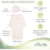 Little Me Clothes for Baby Girls’ 2-Piece Nightgown and Cap Set 100% Cotton with Elastic Bottom, Baby Essentials, 0-3 Months(Pink Bear)