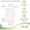 Little Me Clothes for Baby Girls’ 2-Piece Nightgown and Cap Set 100% Cotton with Elastic Bottom, Baby Essentials, 0-3 Months(Pink Damask)