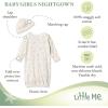Little Me Clothes for Baby Girls’ 2-Piece Nightgown and Cap Set 100% Cotton with Elastic Bottom, Baby Essentials, 0-3 Months(Vintage Rose)
