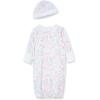 Little Me Clothes for Baby Girls’ 2-Piece Nightgown and Cap Set 100% Cotton with Elastic Bottom, Baby Essentials, 0-3 Months(Watercolor)
