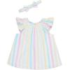 Little Me Clothes for Baby Girls’ Woven Sunsuit and Headband Set, 3-12 Months(Bright White/ Multi)