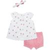 Little Me Clothes for Baby Girls’ Woven Sunsuit and Headband Set, 3-12 Months(Bright White/Rouge Red)