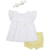 Little Me Clothes for Baby Girls’ Woven Sunsuit and Headband Set, 3-12 Months(Snapdragon/Bright White)