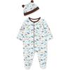 Little Me Baby Boy Clothes 2-Piece Baby Sleeper and Cap Set, 100% Cotton Footies Baby Essentials, Preemie to 9 months(Cute Puppies)