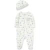 Little Me Baby Boy Clothes 2-Piece Baby Sleeper and Cap Set, 100% Cotton Footies Baby Essentials, Preemie to 9 months(Dinosaur Print)